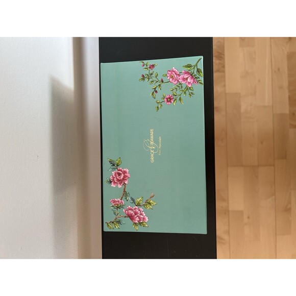 Grace's Teaware Fine Porcelain Set of 2 Espresso Cups & Saucers Floral - Picture 5 of 6